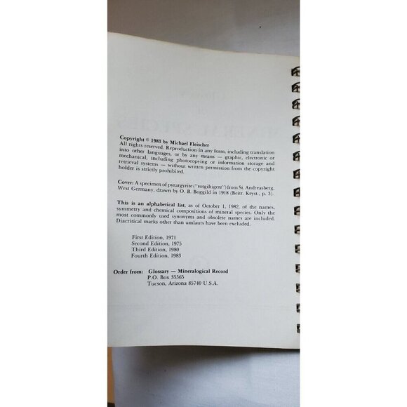 Glossary of Mineral Species 1983, Micheal Fleischer. Second Edition - Picture 3 of 4
